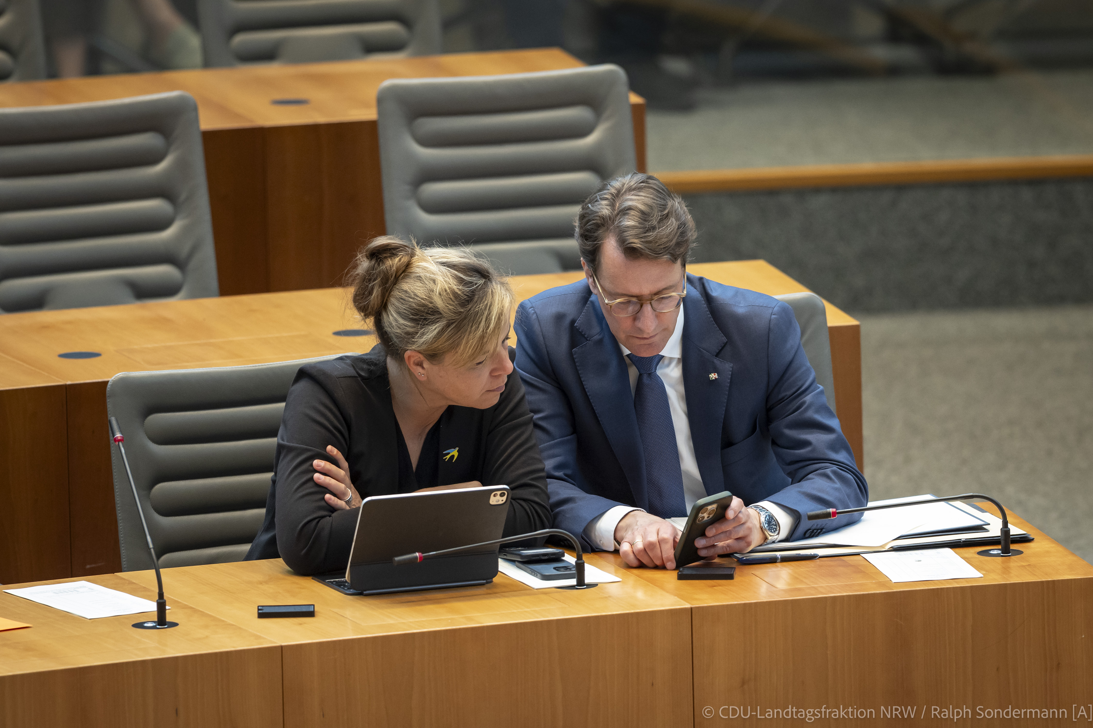 Wirtschaftsministerin Mona Neubaur und Ministerpr�sident Hendrik W�st